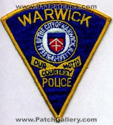 Warwick Police
Thanks to EmblemAndPatchSales.com for this scan.
Keywords: rhode island city of
