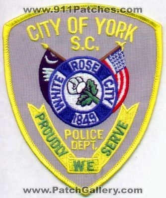 York Police Dept
Thanks to EmblemAndPatchSales.com for this scan.
Keywords: south carolina department city of