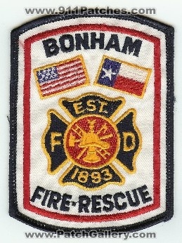 Bonham Fire Rescue
Thanks to PaulsFirePatches.com for this scan.
Keywords: texas