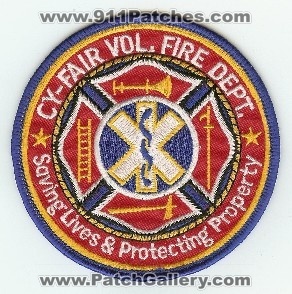Cy-Fair Volunteer Fire Department Patch (Texas)
Thanks to PaulsFirePatches.com for this scan.
Keywords: cyfair vol. dept. cypress fairbanks