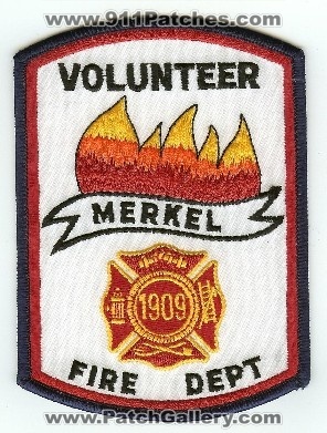 Merkel Volunteer Fire Dept
Thanks to PaulsFirePatches.com for this scan.
Keywords: texas department