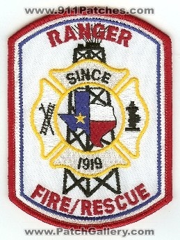 Ranger Fire Rescue
Thanks to PaulsFirePatches.com for this scan.
Keywords: texas