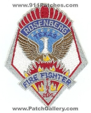 Rosenberg Fire Dept
Thanks to PaulsFirePatches.com for this scan.
Keywords: texas department fighter