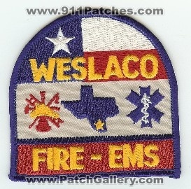 Weslaco Fire EMS
Thanks to PaulsFirePatches.com for this scan.
Keywords: texas