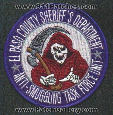 El Paso County Sheriff's Department Anti Smuggling Task Force
Thanks to EmblemAndPatchSales.com for this scan.
Keywords: texas sheriffs