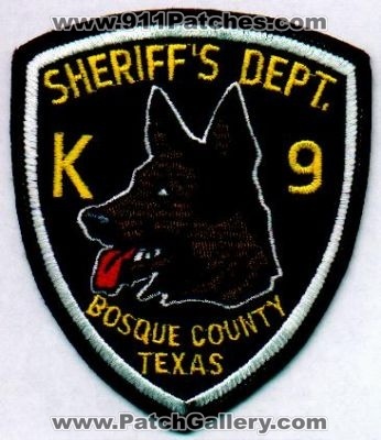 Bosque County Sheriff's Dept K-9
Thanks to EmblemAndPatchSales.com for this scan.
Keywords: texas sheriffs department k9