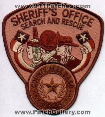 El Paso County Sheriff's Office Search and Rescue
Thanks to EmblemAndPatchSales.com for this scan.
Keywords: texas sheriffs sar