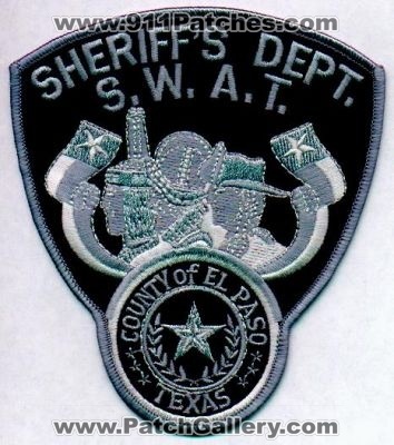El Paso County Sheriff's Dept S.W.A.T.
Thanks to EmblemAndPatchSales.com for this scan.
Keywords: texas sheriffs swat department