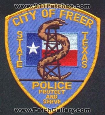 Freer Police
Thanks to EmblemAndPatchSales.com for this scan.
Keywords: texas city of