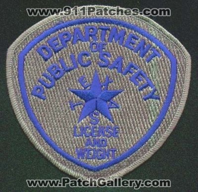 Texas Department of Public Safety License and Weight
Thanks to EmblemAndPatchSales.com for this scan.
Keywords: police