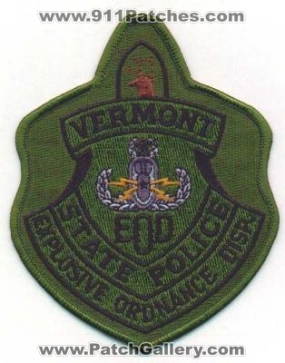 Vermont State Police Explosive Ordnance Disr
Thanks to EmblemAndPatchSales.com for this scan.
Keywords: eod disruption