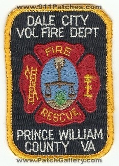 Dale City Vol Fire Dept
Thanks to PaulsFirePatches.com for this scan.
Keywords: virginia volunteer department prince william county rescue