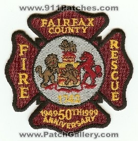 Fairfax County Fire Rescue 50th Anniversary
Thanks to PaulsFirePatches.com for this scan.
Keywords: virginia