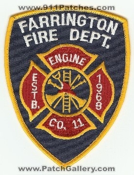 Farrington Fire Dept Engine Co 11
Thanks to PaulsFirePatches.com for this scan.
Keywords: virginia department company