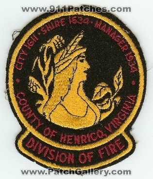 Henrico County Division of Fire
Thanks to PaulsFirePatches.com for this scan.
Keywords: virginia