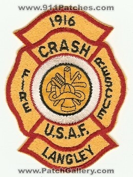 Langley AFB Crash Fire Rescue
Thanks to PaulsFirePatches.com for this scan.
Keywords: virginia air force base usaf u.s.a.f. cfr arff aircraft