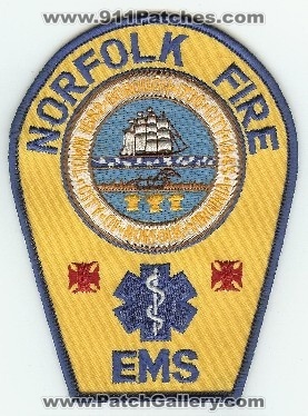 Norfolk Fire EMS
Thanks to PaulsFirePatches.com for this scan.
Keywords: virginia city of