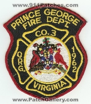 Prince George Fire Dept Co 3
Thanks to PaulsFirePatches.com for this scan.
Keywords: virginia department company