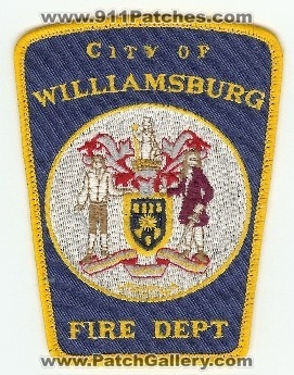 Williamsburg Fire Dept
Thanks to PaulsFirePatches.com for this scan.
Keywords: virginia department city of