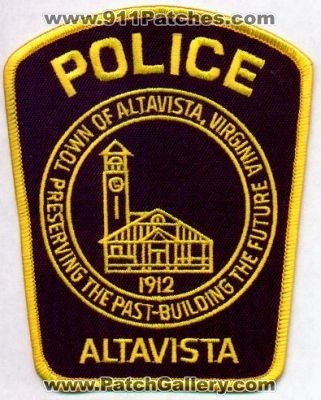 Altavista Police
Thanks to EmblemAndPatchSales.com for this scan.
Keywords: virginia town of