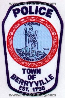 Berryville Police
Thanks to EmblemAndPatchSales.com for this scan.
Keywords: virginia town of