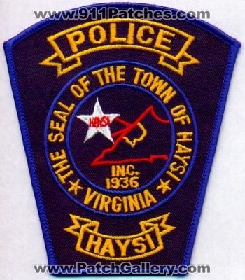 Haysi Police
Thanks to EmblemAndPatchSales.com for this scan.
Keywords: virginia town of