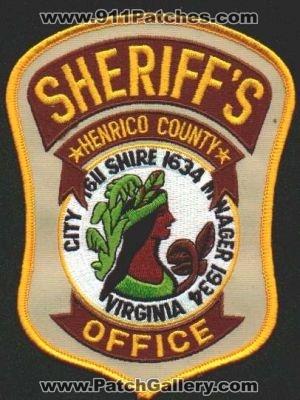 Henrico County Sheriff's Office
Thanks to EmblemAndPatchSales.com for this scan.
Keywords: virginia sheriffs