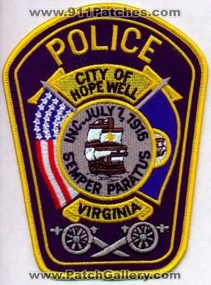Hope Well Police
Thanks to EmblemAndPatchSales.com for this scan.
Keywords: virginia city of