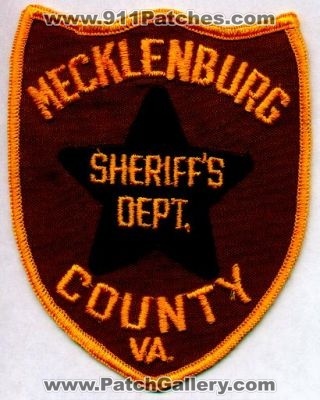 Mecklenburg County Sheriff's Dept
Thanks to EmblemAndPatchSales.com for this scan.
Keywords: virginia sheriffs department