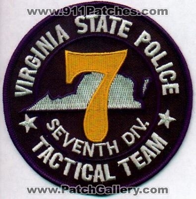 Virginia State Police Tactical Team 7
Thanks to EmblemAndPatchSales.com for this scan.
Keywords: seventh division