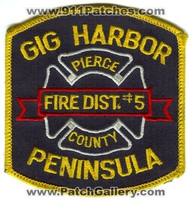 Gig Harbor Peninsula Pierce County Fire District 5 Patch (Washington)
Scan By: PatchGallery.com
Keywords: co. dist. number no. #5 department dept.