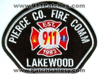 Pierce County Fire Communications 911 Lakewood Patch (Washington)
Scan By: PatchGallery.com
Keywords: co. district dist. department dept.