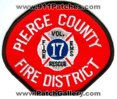 Pierce County Fire District 17 Roy Patch (Washington) (Defunct)
Scan By: PatchGallery.com
Now South Pierce Fire and Rescue
Keywords: co. dist. number no. #17 department dept. volunteer vol. rescue ems