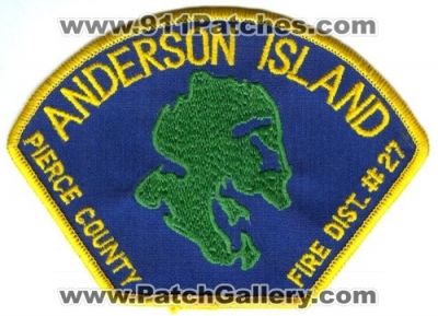 Pierce County Fire District 27 Anderson Island Patch (Washington)
Scan By: PatchGallery.com
Keywords: co. dist. number no. #27 department dept.