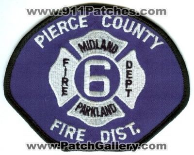 Pierce County Fire District 6 Midland Parkland Fire Department Patch (Washington) (Defunct)
Scan By: PatchGallery.com
Now Central Pierce Fire and Rescue
Keywords: co. dist. number no. #6 dept.