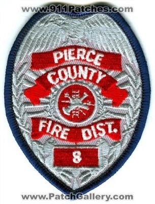 Pierce County Fire District 8 Patch (Washington) (Defunct)
Scan By: PatchGallery.com
Now East Pierce Fire and Rescue
Keywords: co. dist. number no. #8 department dept.