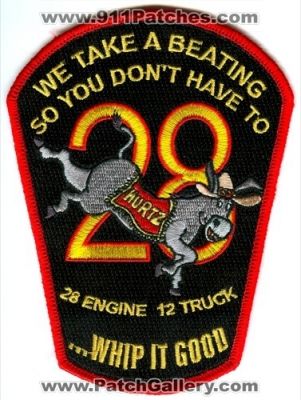 Seattle Fire Department Engine 28 Truck 12 Patch (Washington)
[b]Scan From: Our Collection[/b]
Keywords: dept. sfd company co. station we take a beating so you don&#039;t have to ...whip it good hurtz