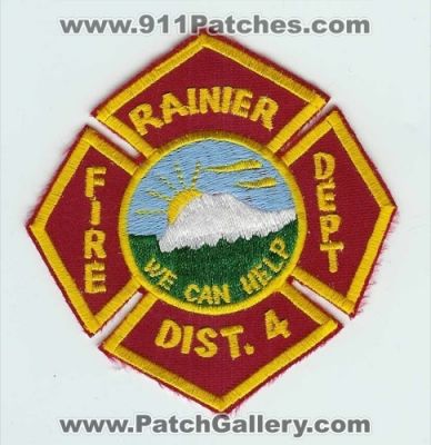 Rainier Fire Department Thurston County District 4 (Washington)
Thanks to Chris Gilbert for this scan.
Keywords: dept dist.