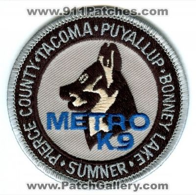Metro K-9 Pierce County Sheriff Tacoma Puyallup Bonney Lake Sumner Police (Washington)
Scan By: PatchGallery.com
Keywords: k-9
