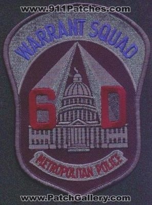Metropolitan Police Warrant Squad 6D
Thanks to EmblemAndPatchSales.com for this scan.
Keywords: washington dc district of columbia