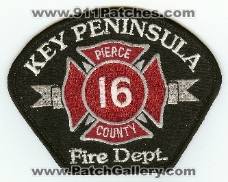 Key Peninsula Fire Dept (Washington)
Thanks to PaulsFirePatches.com for this scan.
Keywords: washington department pierce county 16