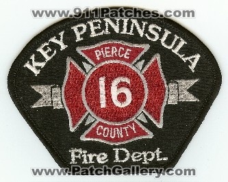 Key Peninsula Fire Dept (Washington)
Thanks to PaulsFirePatches.com for this scan.
Keywords: washington department pierce county 16