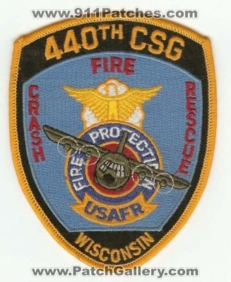440th CSG Mitchell International Airport Crash Fire Rescue
Thanks to PaulsFirePatches.com for this scan.
Keywords: wisconsin cfr arff aircraft usafr air force protection