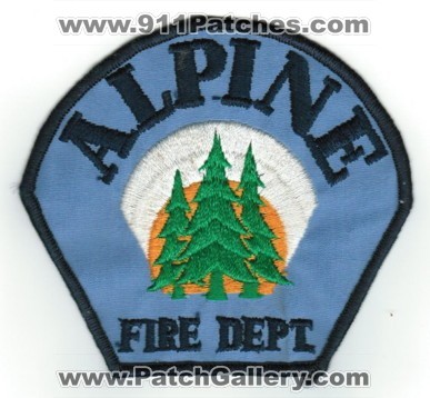 Alpine Fire Department (California)
Thanks to PaulsFirePatches.com for this scan.
Keywords: dept.