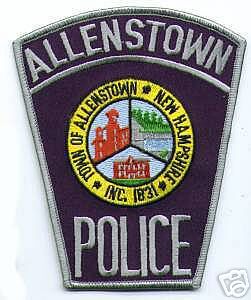 Allenstown Police (New Hampshire)
Thanks to apdsgt for this scan.
Keywords: town of