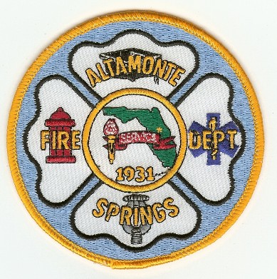 Altamonte Springs Fire Dept
Thanks to PaulsFirePatches.com for this scan.
Keywords: florida department