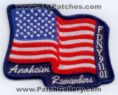 Anaheim Fire Department Remembers FDNY 9-11-01 (California)
Thanks to PaulsFirePatches.com for this scan.
Keywords: dept.