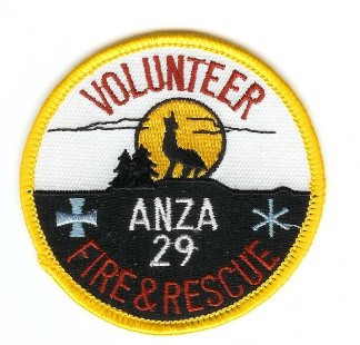 Anza Volunteer Fire & Rescue
Thanks to PaulsFirePatches.com for this scan.
Keywords: california 29