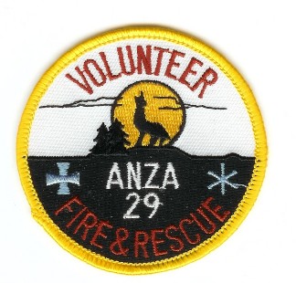 Anza Volunteer Fire & Rescue
Thanks to PaulsFirePatches.com for this scan.
Keywords: california 29