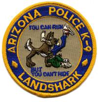 Arizona Police K-9 Landshark
Thanks to BensPatchCollection.com for this scan.
Keywords: k9
